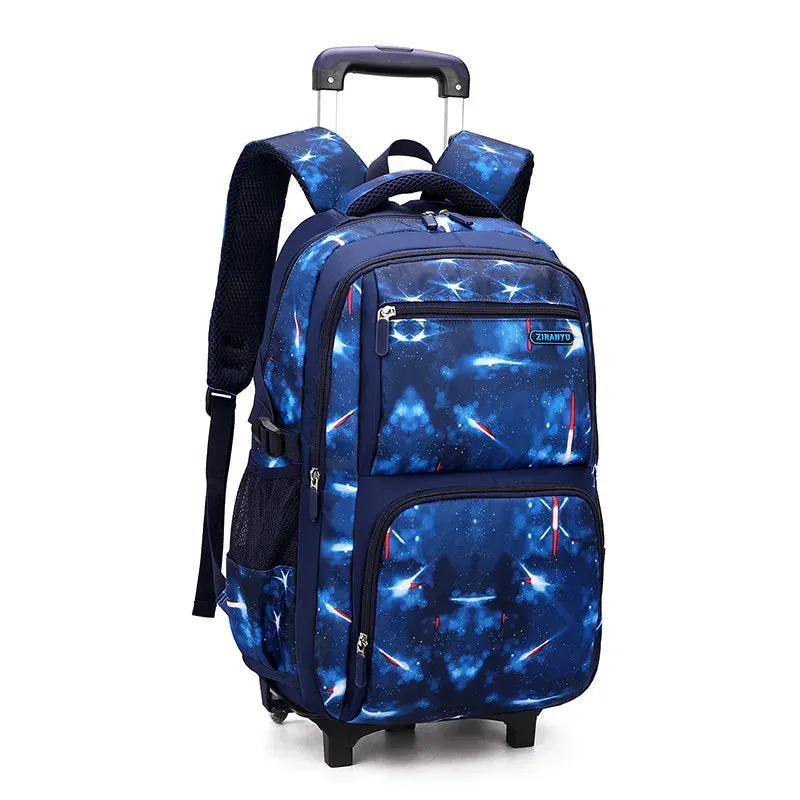 Student's School Carry On Bag With Wheels Rolling Backpack School Bag with 6 Wheels Luggage with Lunch Bag