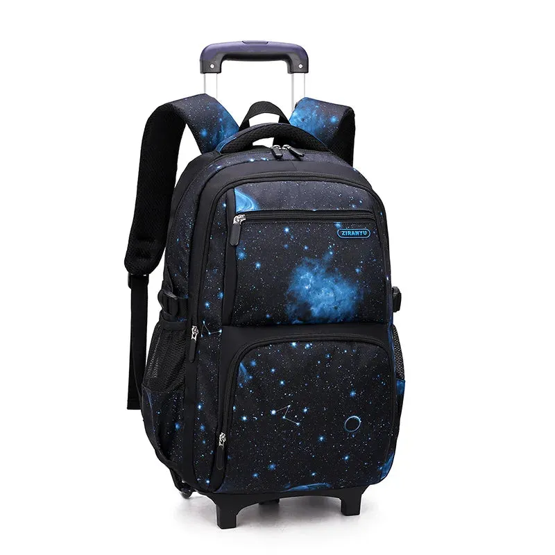 Student's School Carry On Bag With Wheels Rolling Backpack School Bag with 6 Wheels Luggage with Lunch Bag