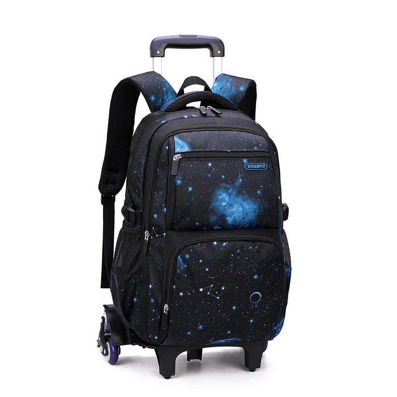 Student's School Carry On Bag With Wheels Rolling Backpack School Bag with 6 Wheels Luggage with Lunch Bag