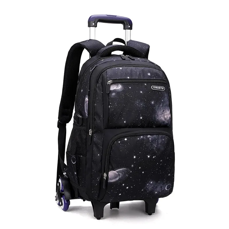 Student's School Carry On Bag With Wheels Rolling Backpack School Bag with 6 Wheels Luggage with Lunch Bag
