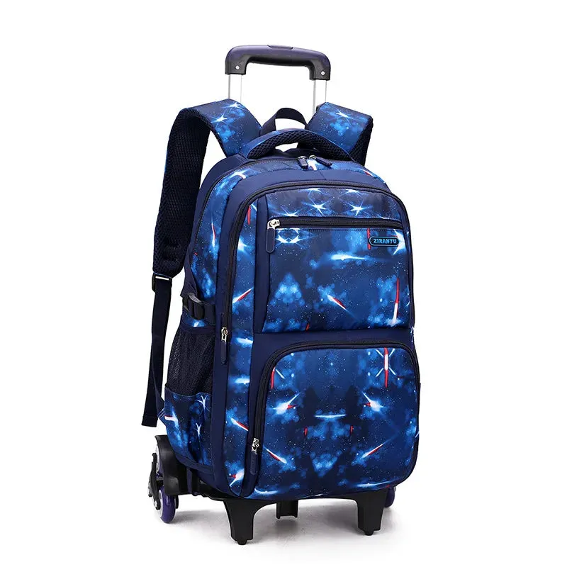 Student's School Carry On Bag With Wheels Rolling Backpack School Bag with 6 Wheels Luggage with Lunch Bag