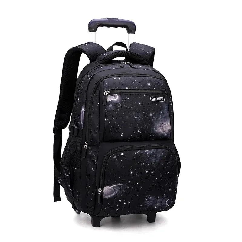 Student's School Carry On Bag With Wheels Rolling Backpack School Bag with 6 Wheels Luggage with Lunch Bag