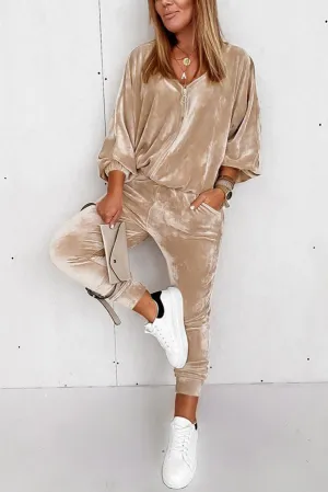 Style Code Velvet Tracksuit Zipper Sweatshirt Pants Set