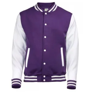 Stylish Women’s Purple Varsity Bomber Jacket | Soft &amp; Lightweight