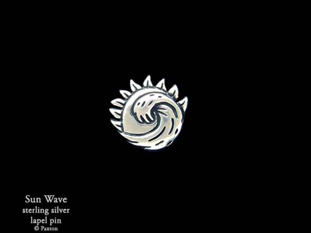 Sun Wave Lapel Pin Sterling Silver
