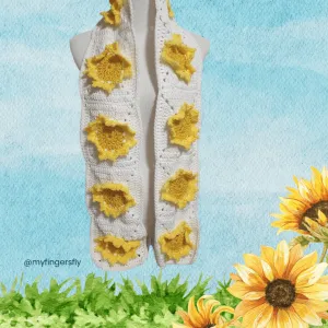 Sunflowers in Snow Scarf Crochet Pattern