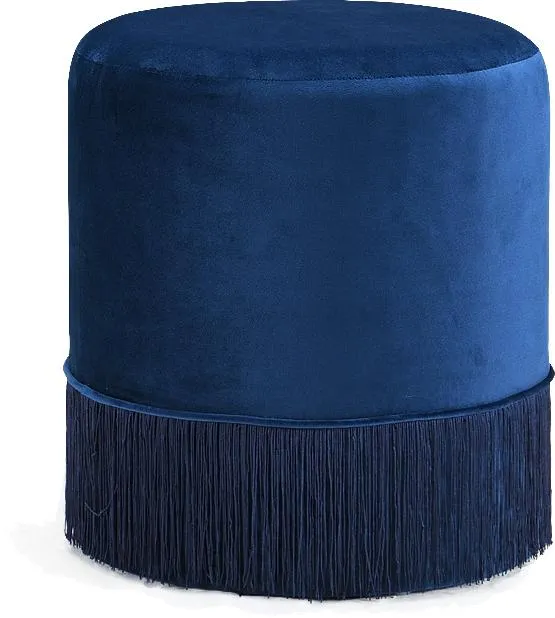 Teddy Navy Velvet Ottoman/Stool