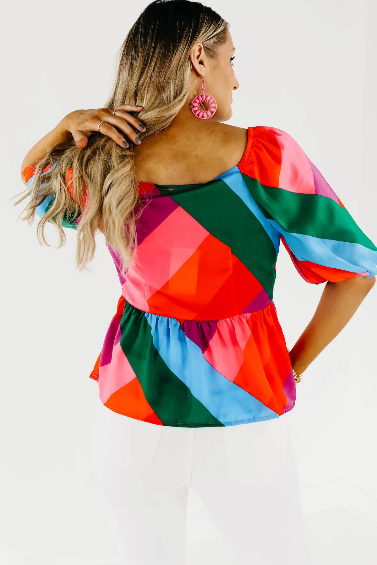 The Anahi Rainbow Stripe Surplice Blouse - FINAL SALE