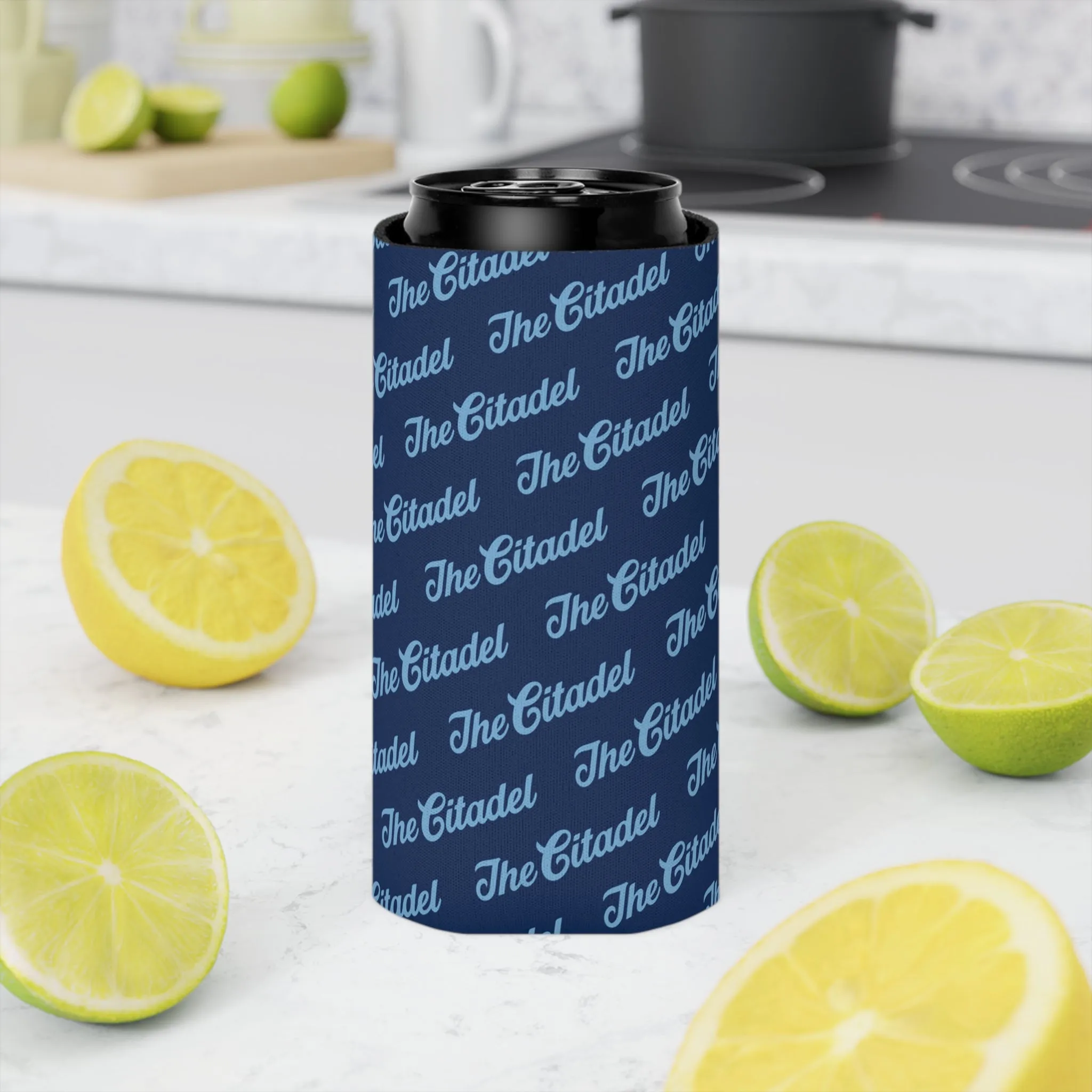 The Citadel Script Pattern Can Cooler
