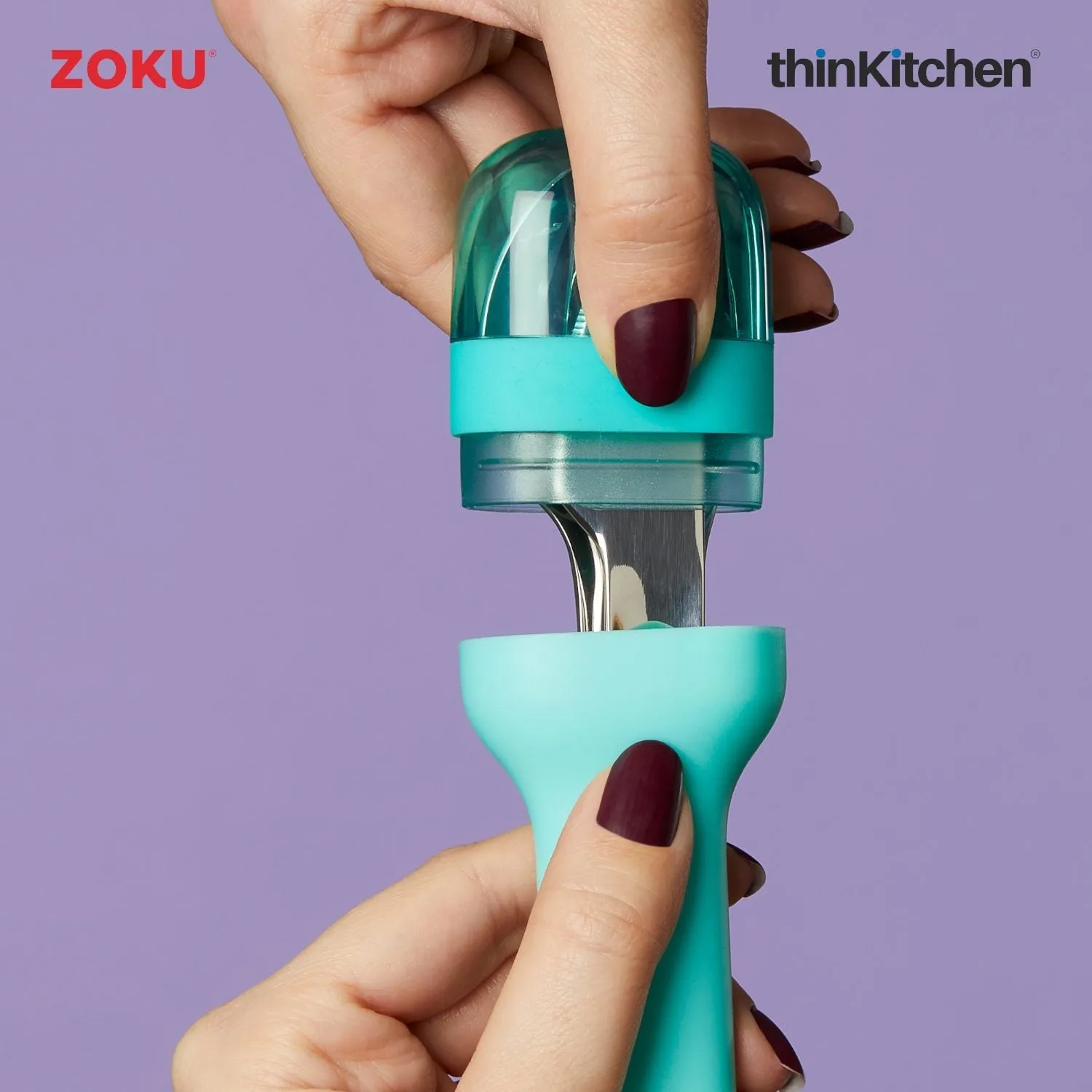 thinKitchen™ Zoku Stainless Steel Kids Pocket Utensil Set, Teal