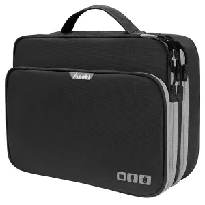 Three Layer Electronic Accessories Organizer, Storage Handbag with Front Pocket Travel Cable Organizer Large Capacity for iPad
