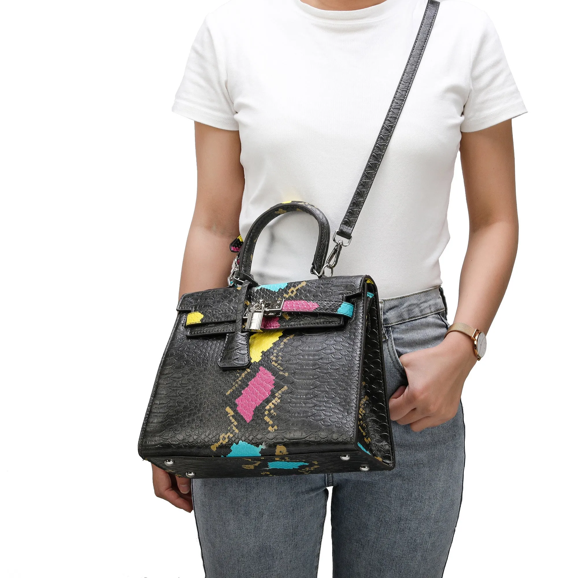 Tiffany & Fred Alligator Embossed Leather Grace Satchel