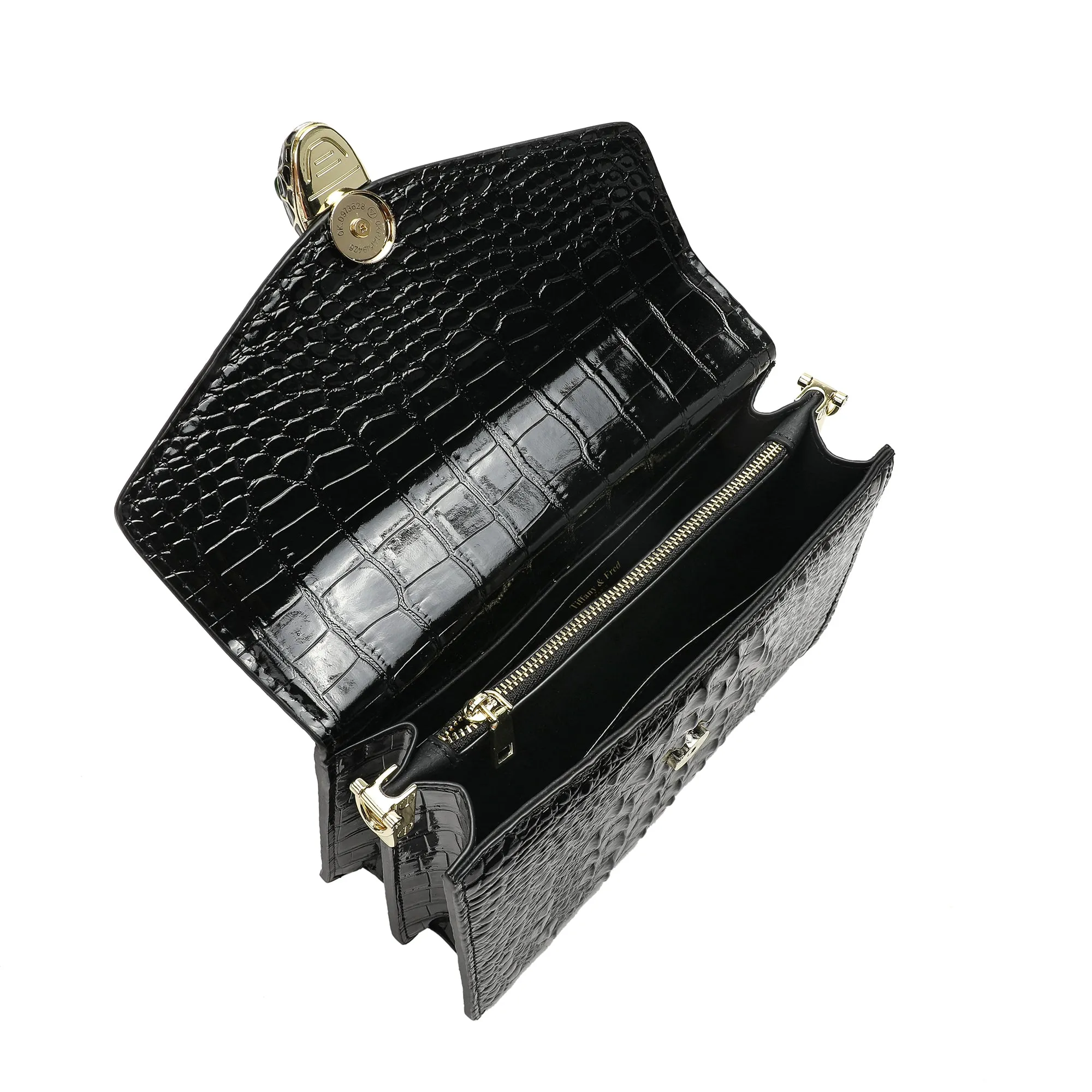 Tiffany & Fred Alligator Embossed Leather Top-handle Shoulder Bag