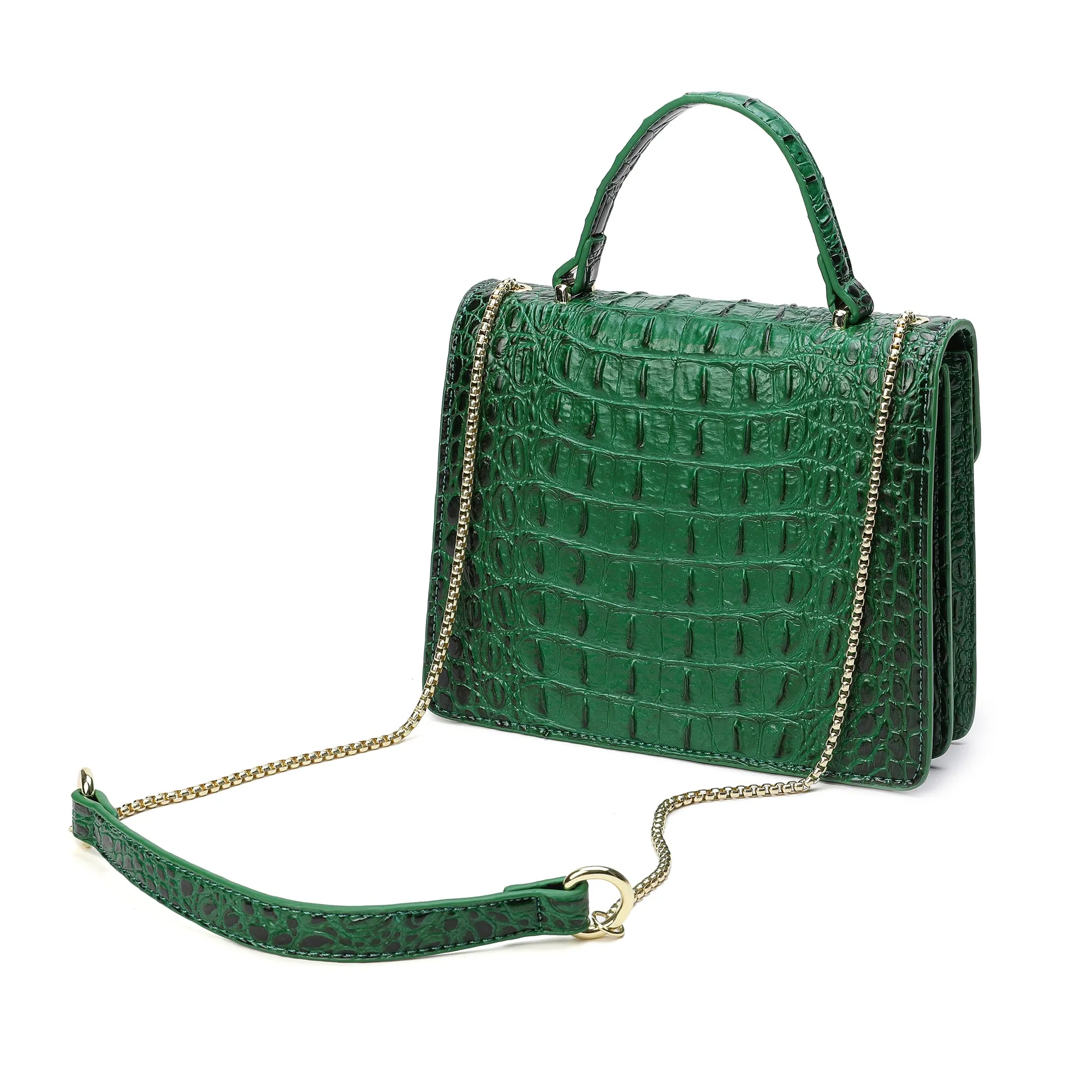 Tiffany & Fred Alligator Embossed Leather Top-handle Shoulder Bag
