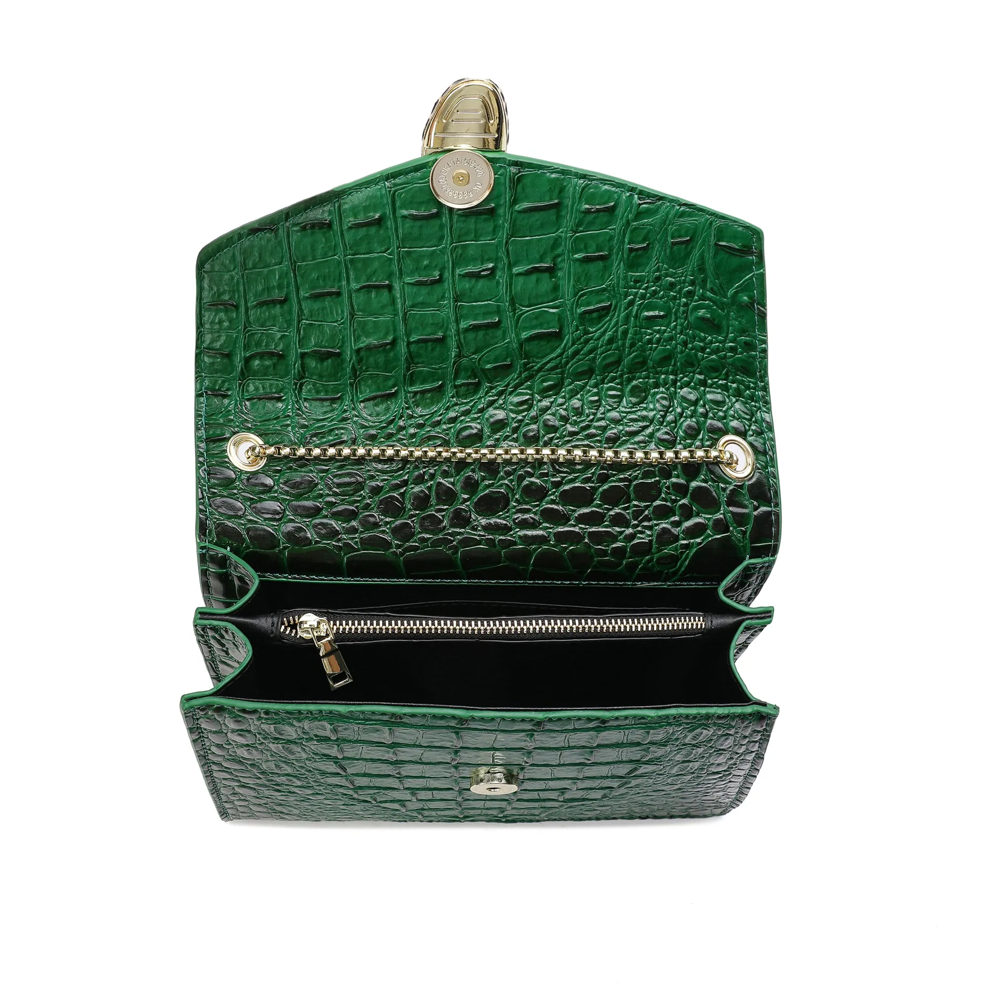 Tiffany & Fred Alligator Embossed Leather Top-handle Shoulder Bag