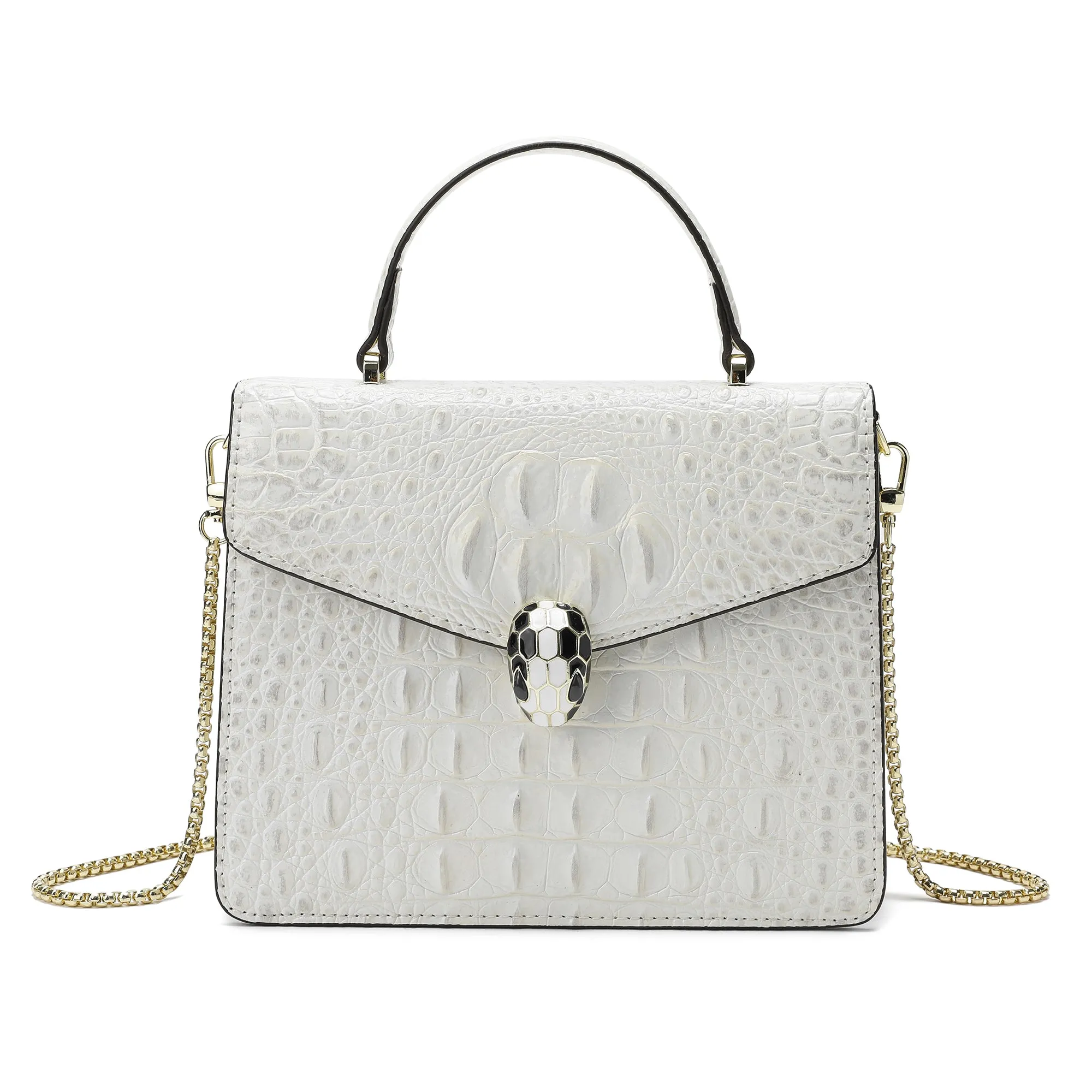 Tiffany & Fred Alligator Embossed Leather Top-handle Shoulder Bag