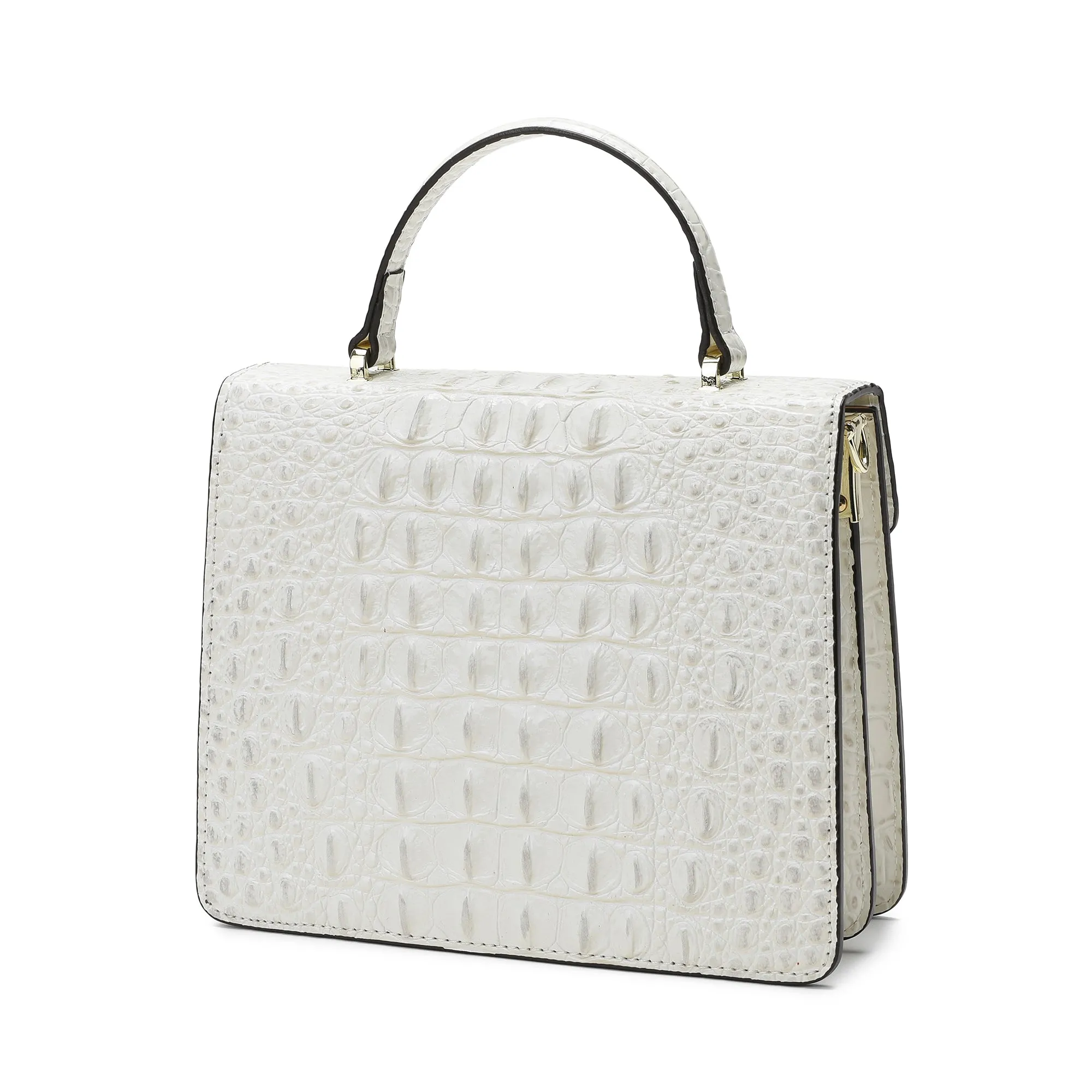 Tiffany & Fred Alligator Embossed Leather Top-handle Shoulder Bag