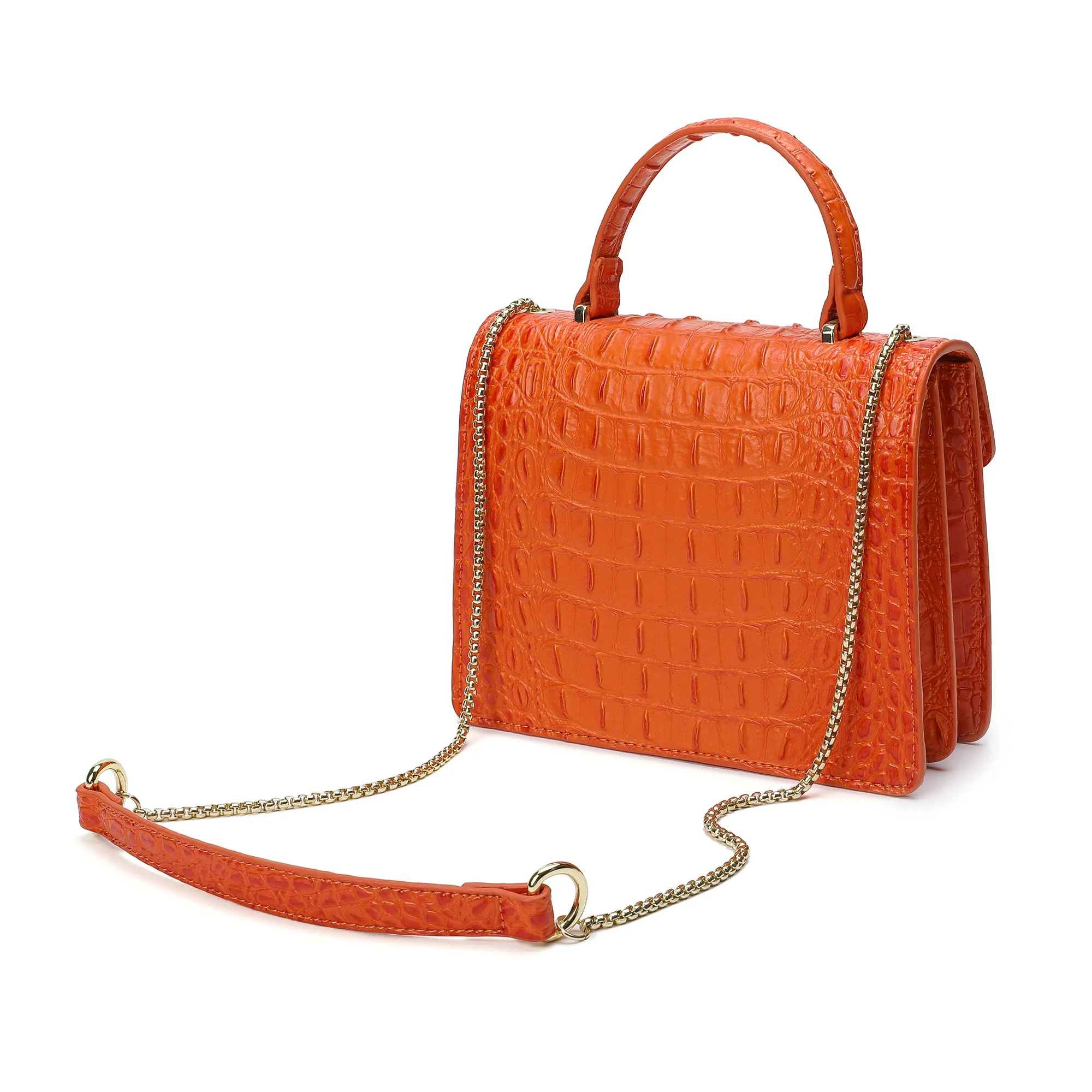 Tiffany & Fred Alligator Embossed Leather Top-handle Shoulder Bag