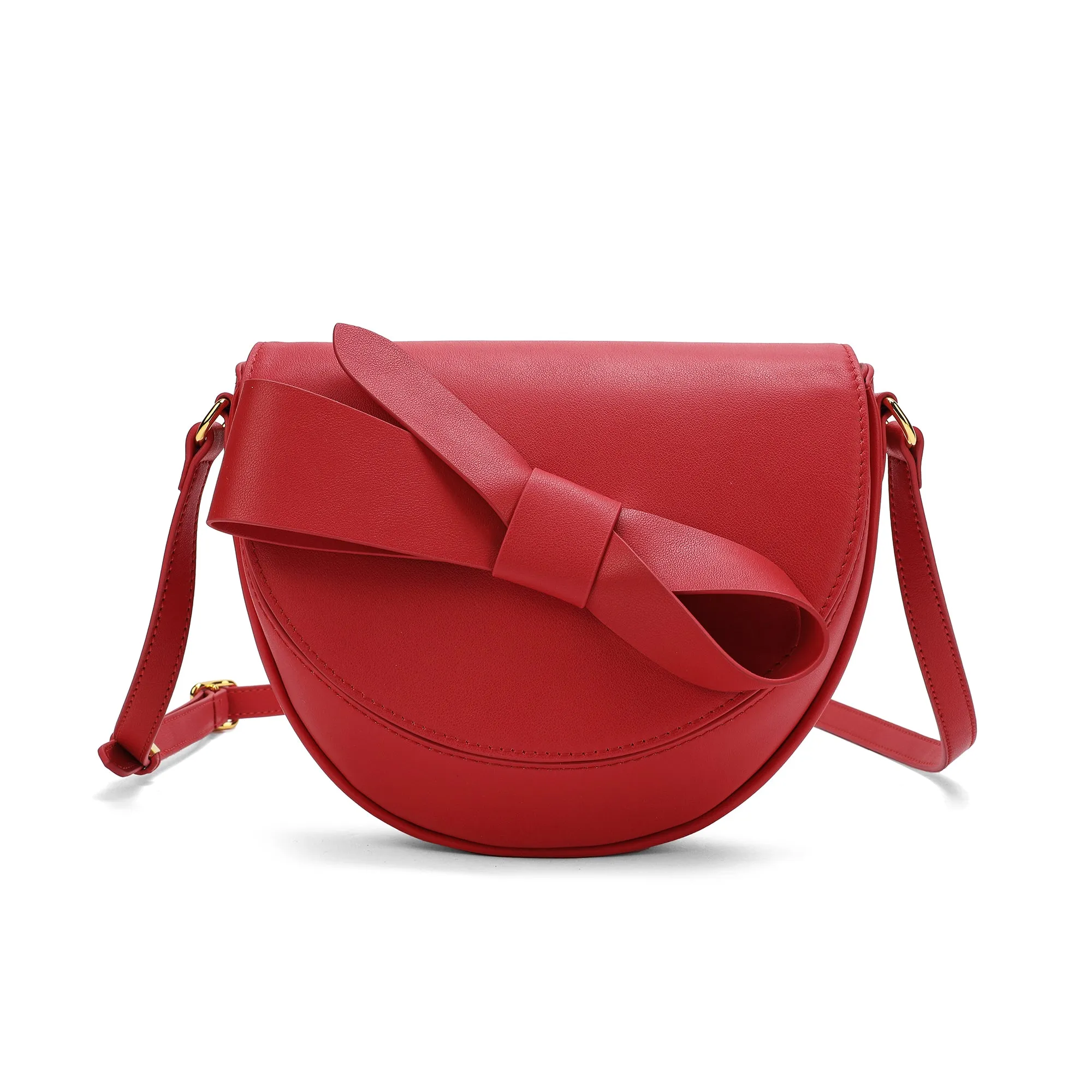 Tiffany & Fred  Front Bow Smooth Leather Shoulder Bag