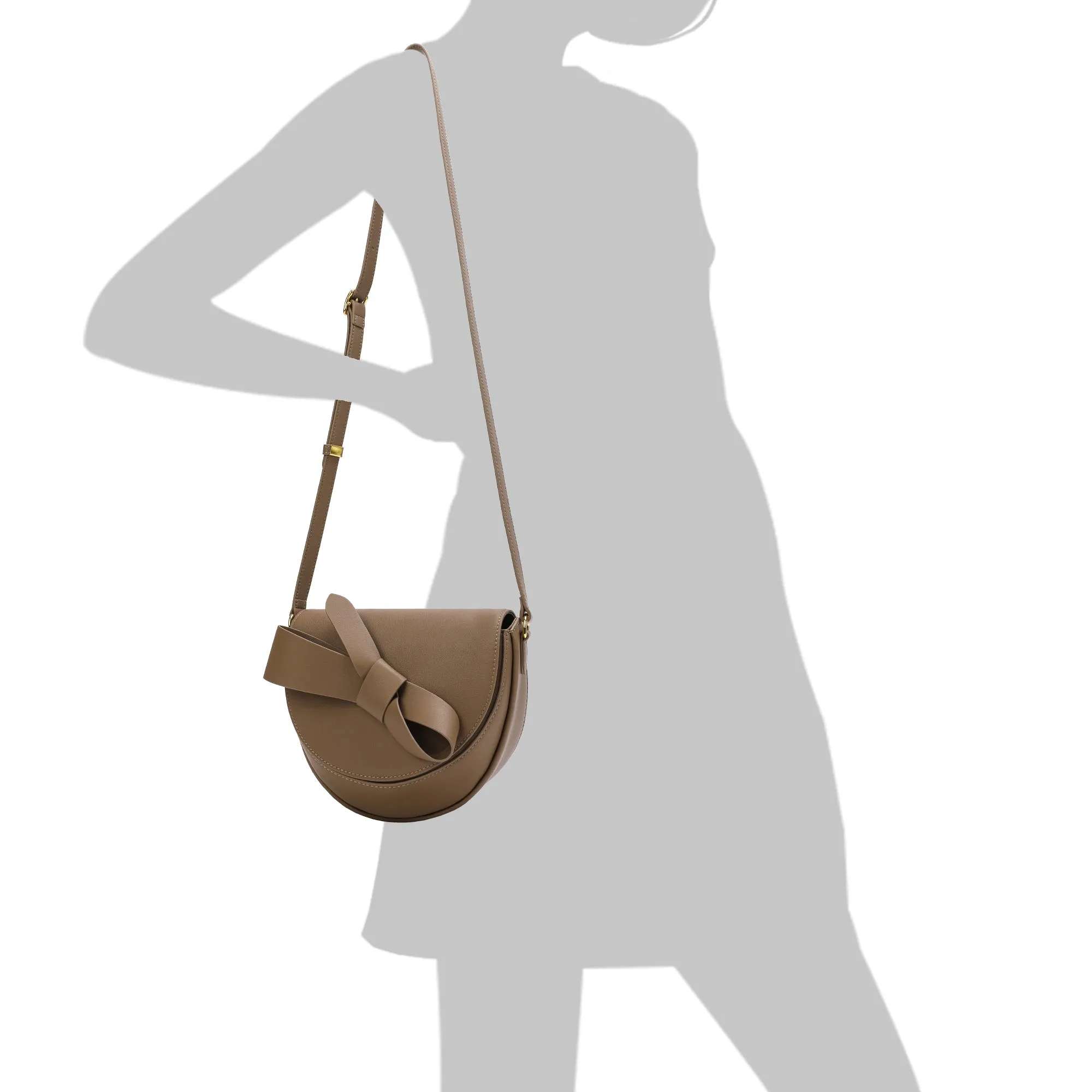 Tiffany & Fred  Front Bow Smooth Leather Shoulder Bag