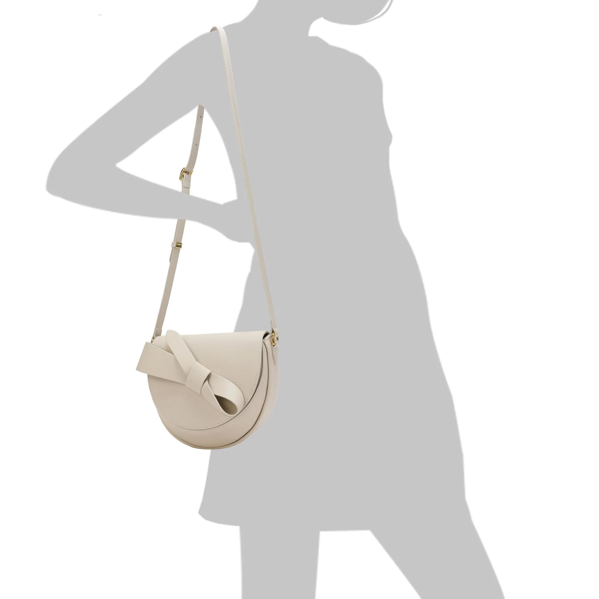 Tiffany & Fred  Front Bow Smooth Leather Shoulder Bag