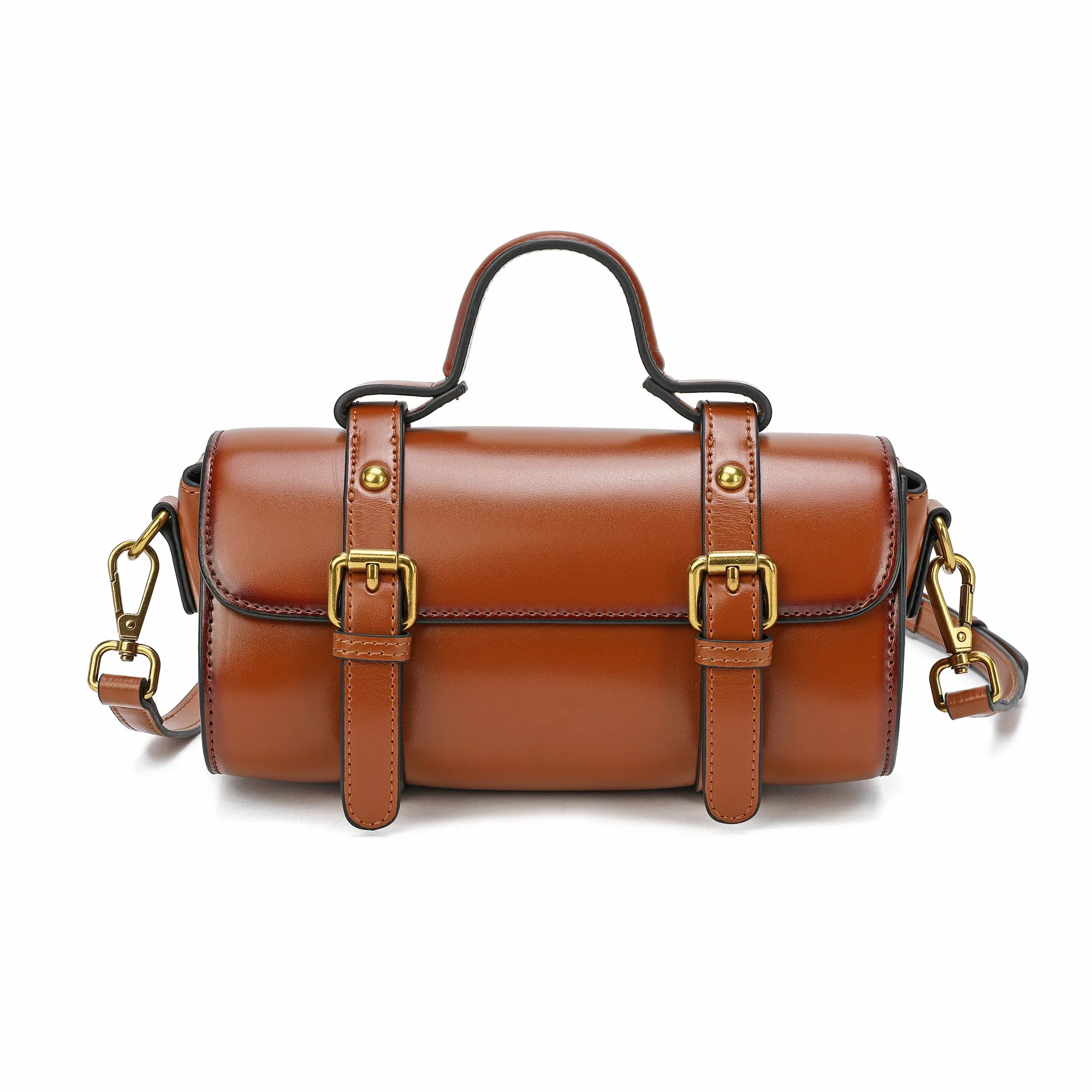 Tiffany & Fred Smooth Leather Barrel Shape Crossbow Bag