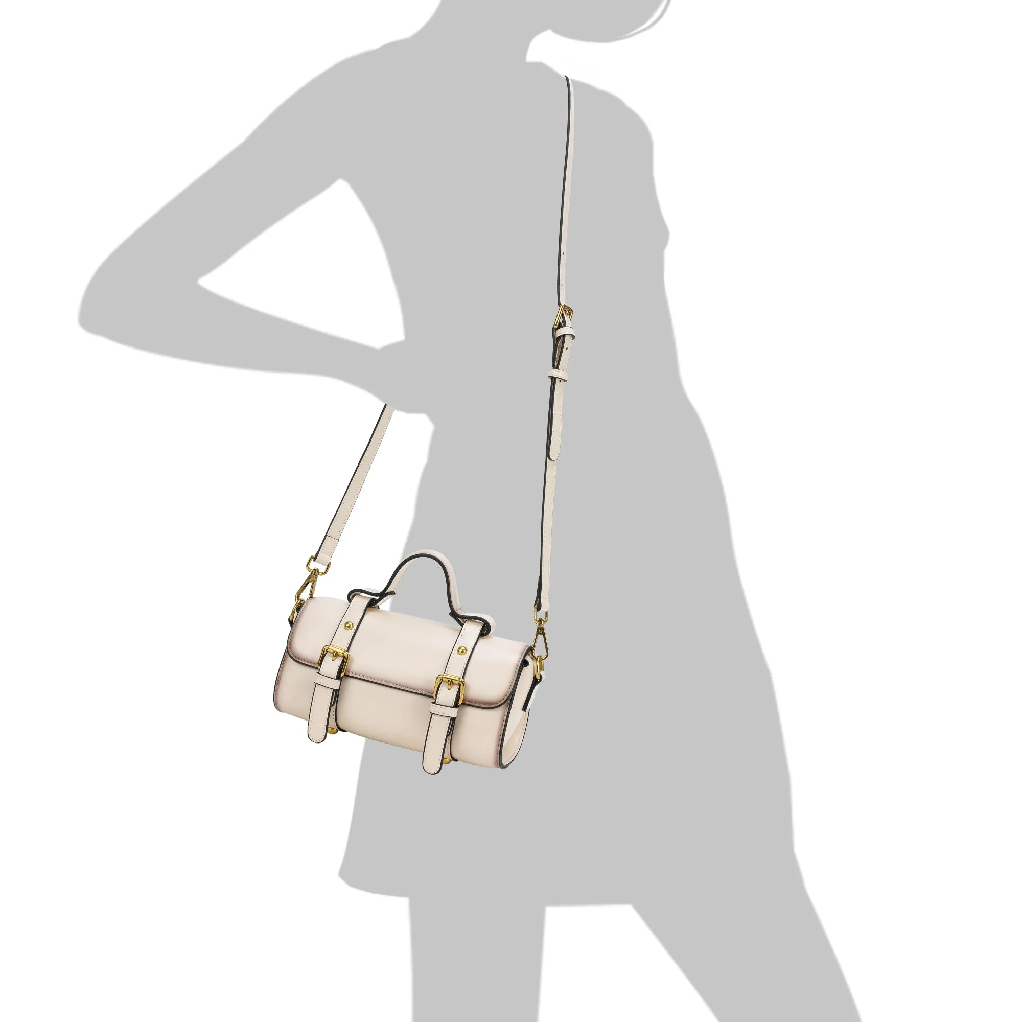 Tiffany & Fred Smooth Leather Barrel Shape Crossbow Bag