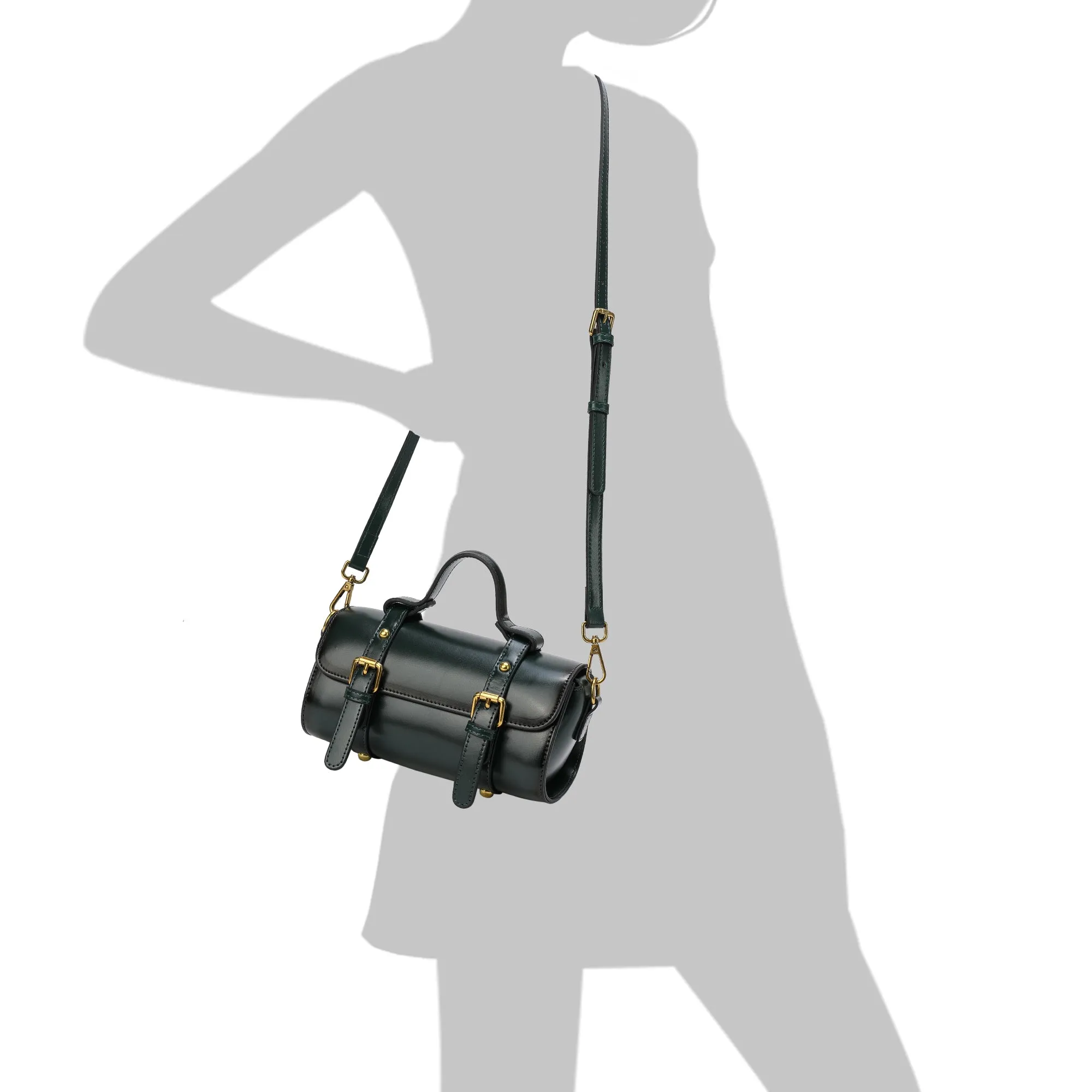 Tiffany & Fred Smooth Leather Barrel Shape Crossbow Bag