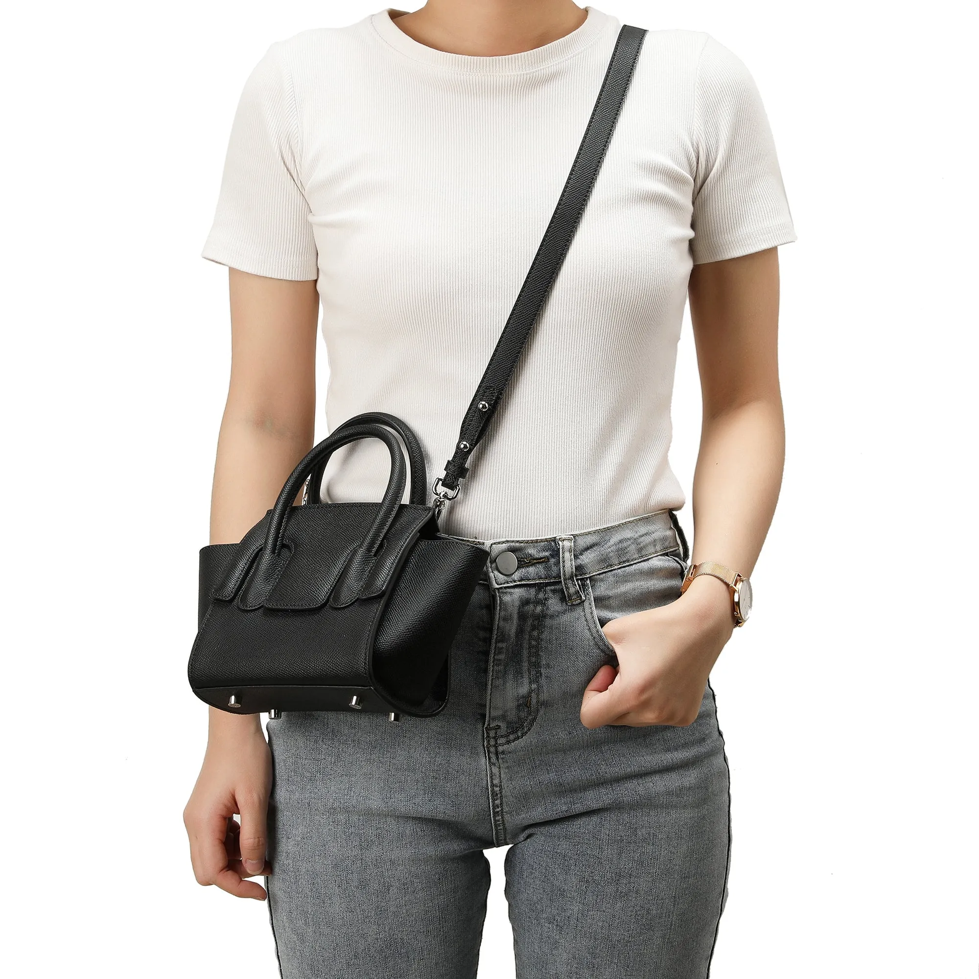 Tiffany & Fred Top-handle Full-grain Leather Bag