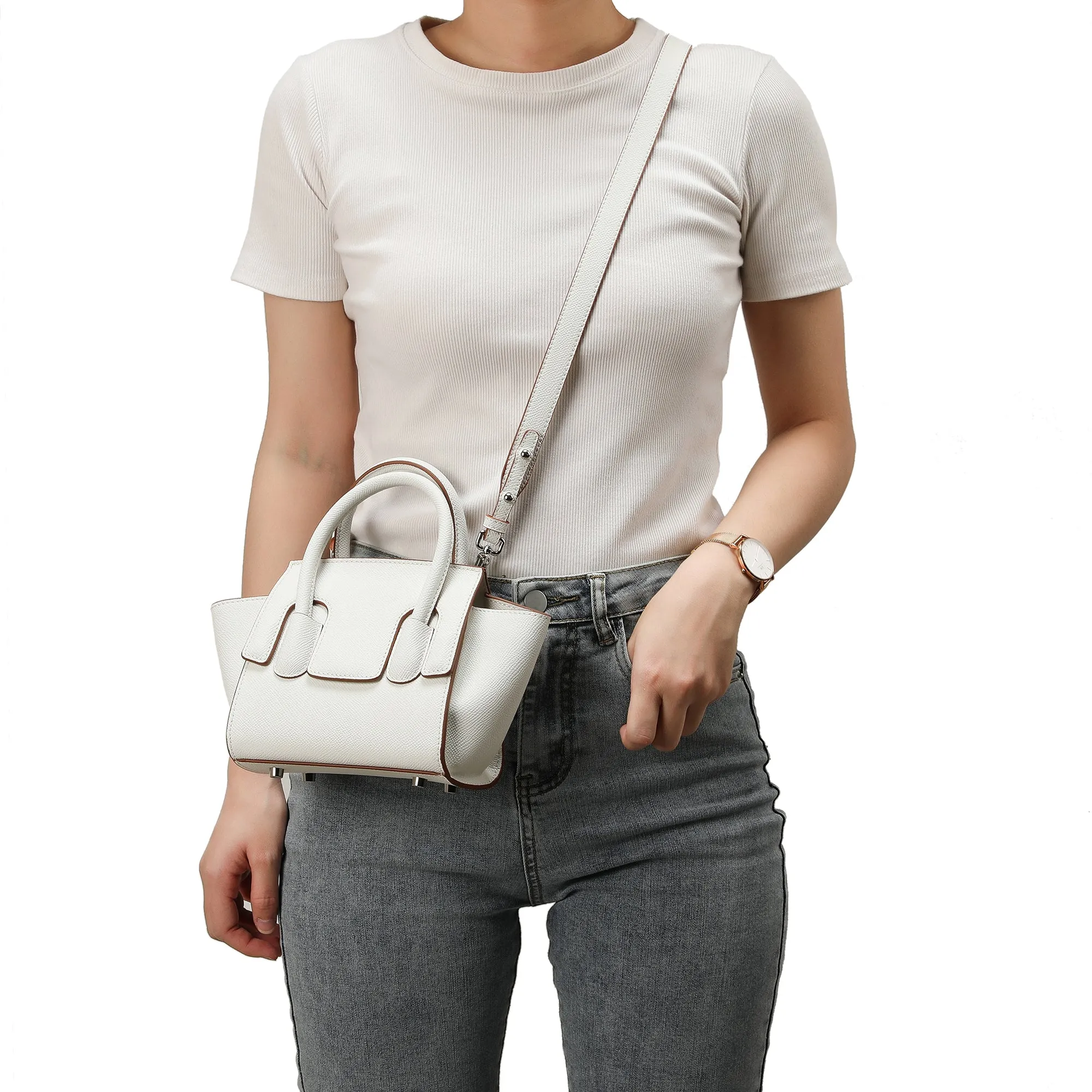 Tiffany & Fred Top-handle Full-grain Leather Bag