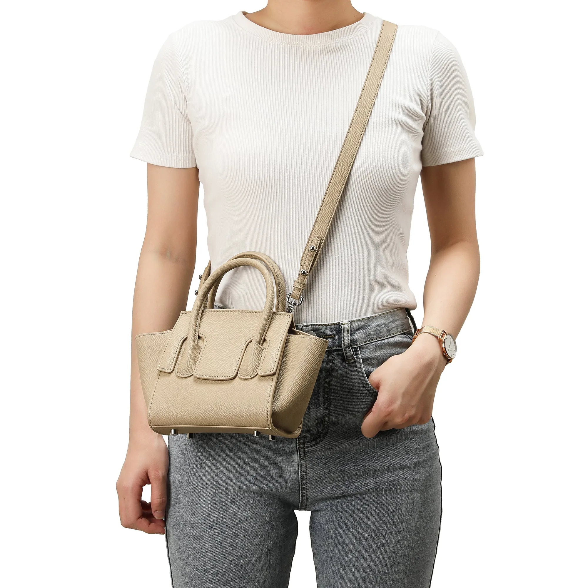 Tiffany & Fred Top-handle Full-grain Leather Bag