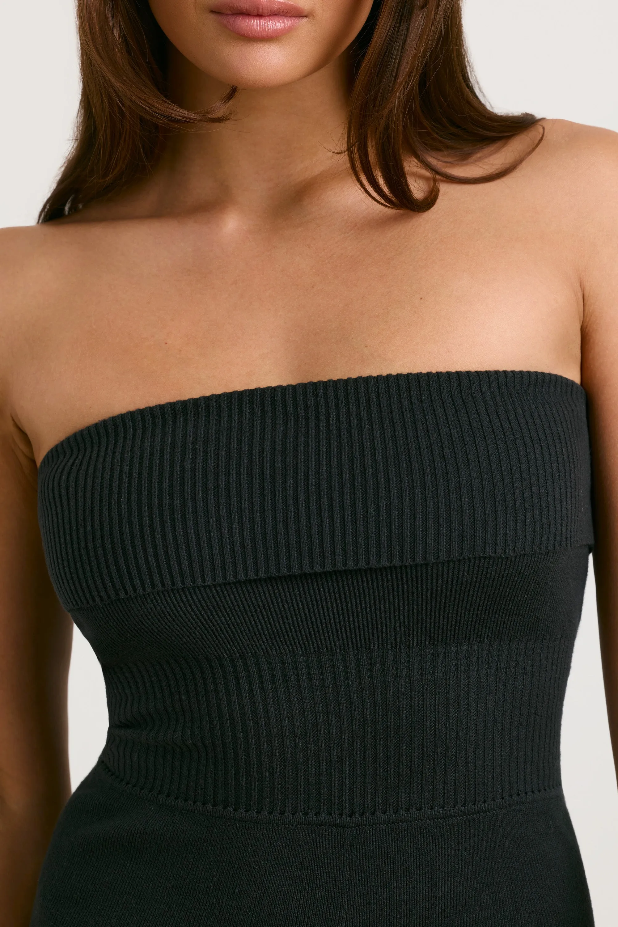 Timeless - Chunky Knit Kick Flare Unitard in Black