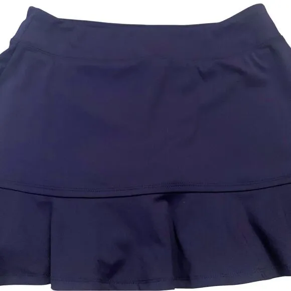 Tommy Bahama Active Navy Blue Ruffle Golf Skort Skirt Size Large Tennis Athletic