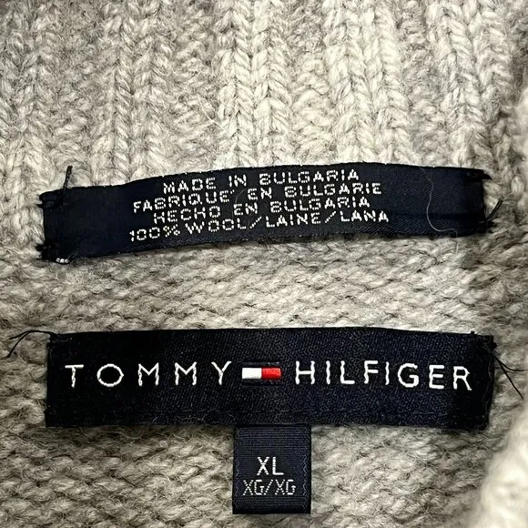 Tommy Hilfiger Vintage Chunky Pullover Wool Sweater, Gray XL