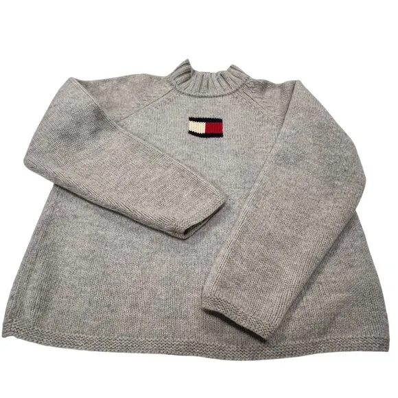 Tommy Hilfiger Vintage Chunky Pullover Wool Sweater, Gray XL