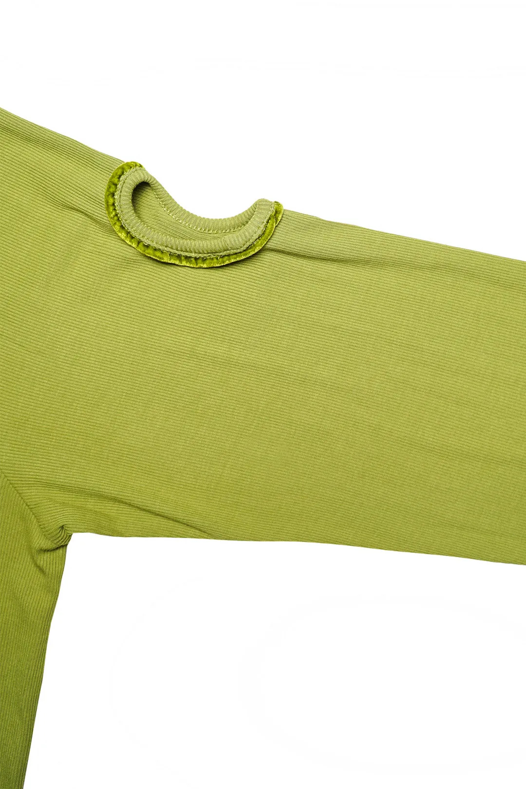 TorbaStudio Clathrus Olive Rib Knit Top