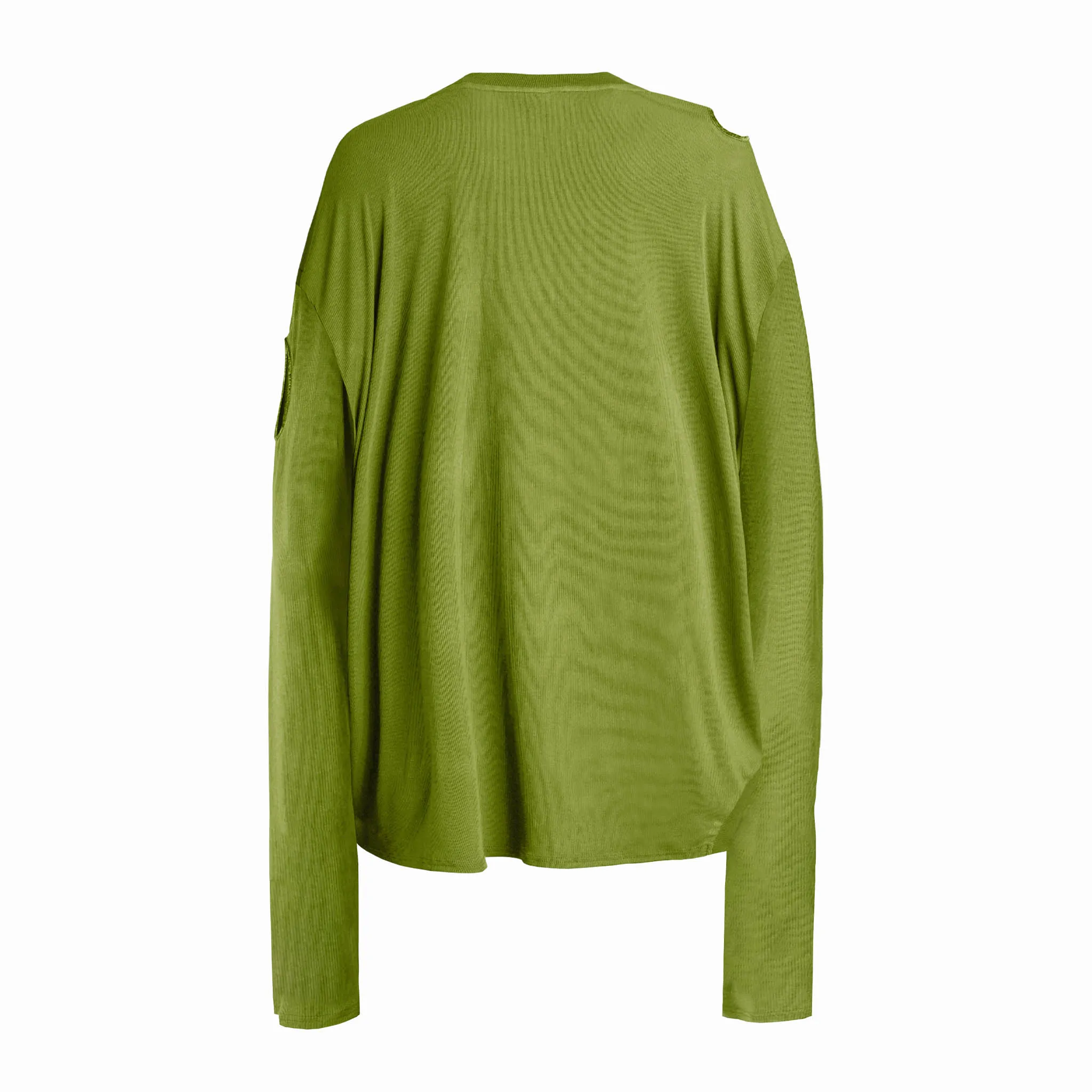 TorbaStudio Clathrus Olive Rib Knit Top