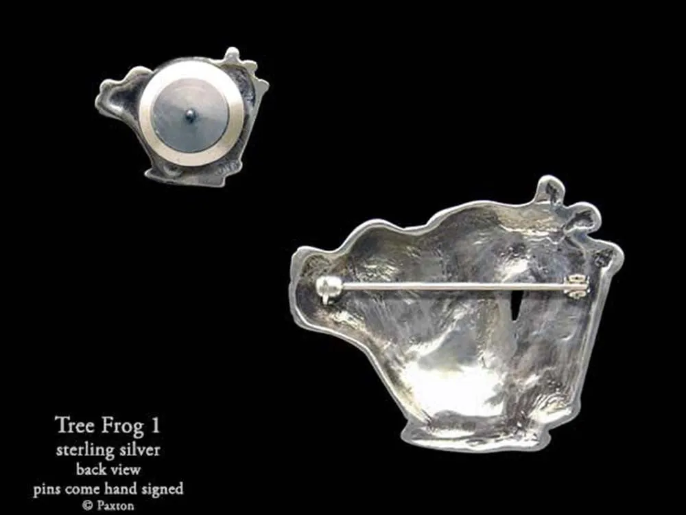 Tree Frog Lapel Pin or Tree Frog Brooch Sterling Silver
