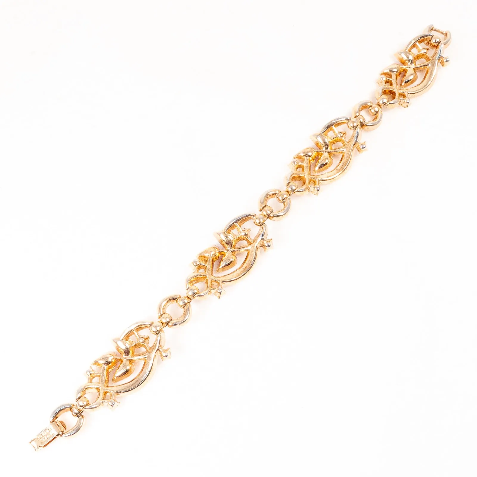 Trifari Red Rhinestone Floral Bracelet
