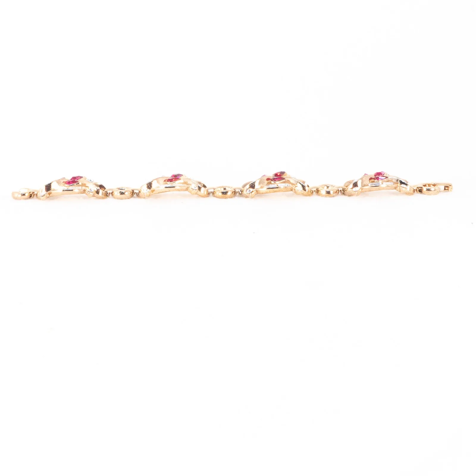 Trifari Red Rhinestone Floral Bracelet