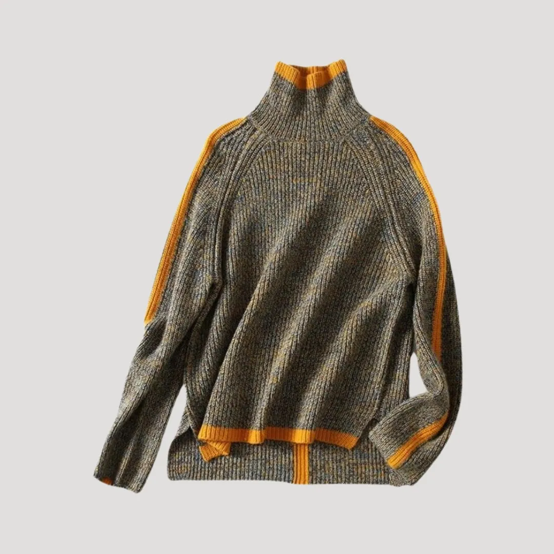 Turtleneck Sweater – Colourblock Stripes – Cosy Retro Knit