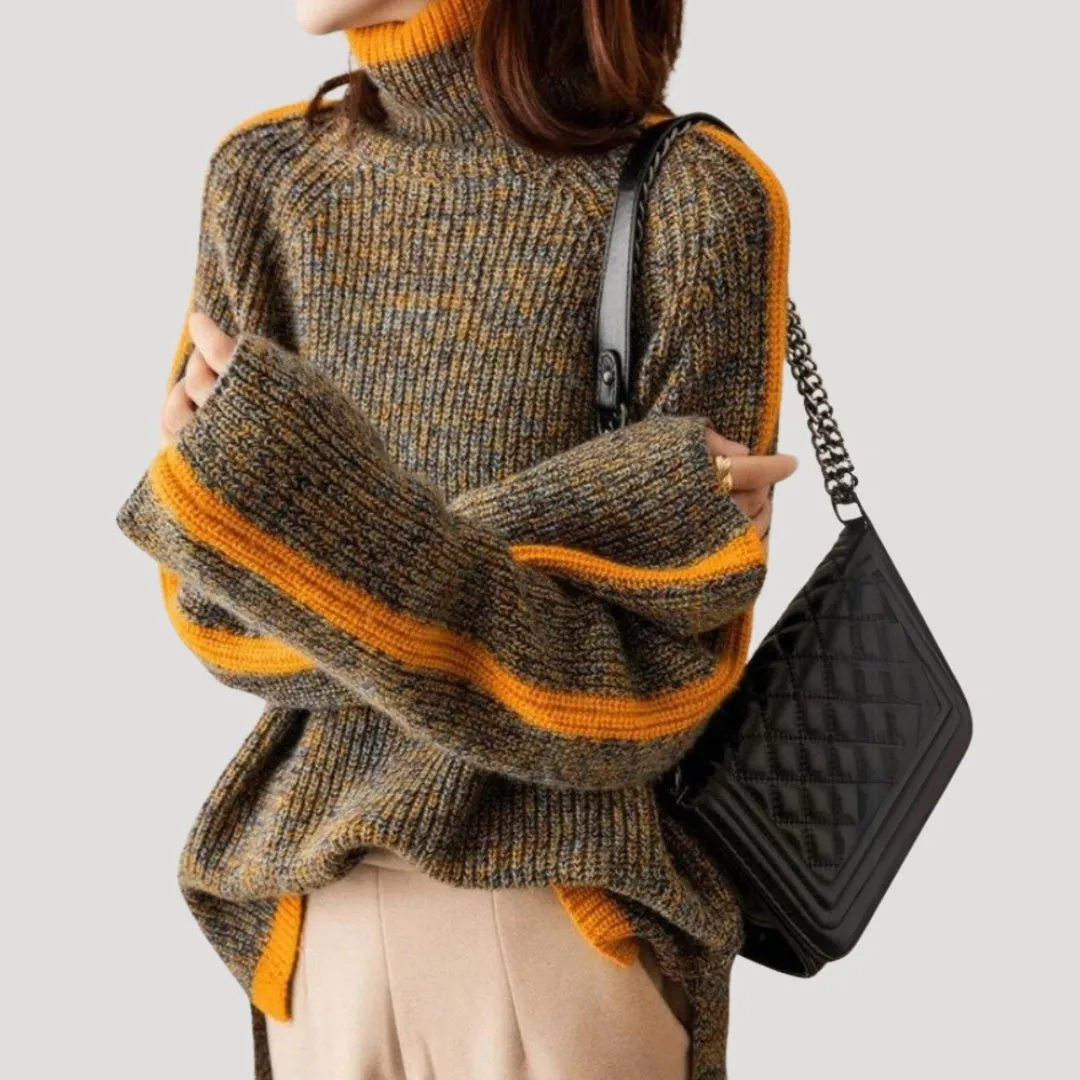 Turtleneck Sweater – Colourblock Stripes – Cosy Retro Knit