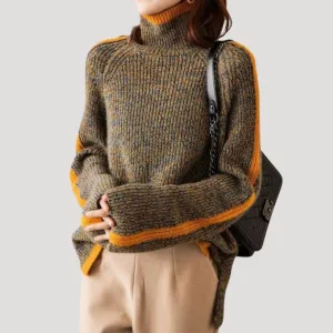Turtleneck Sweater – Colourblock Stripes – Cosy Retro Knit