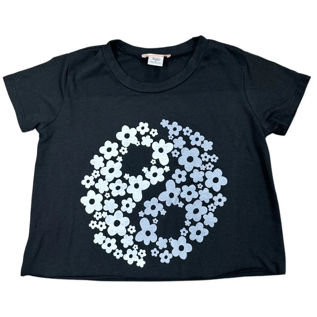 Tweenstyle Floral Yin Yang Black S/S Tee