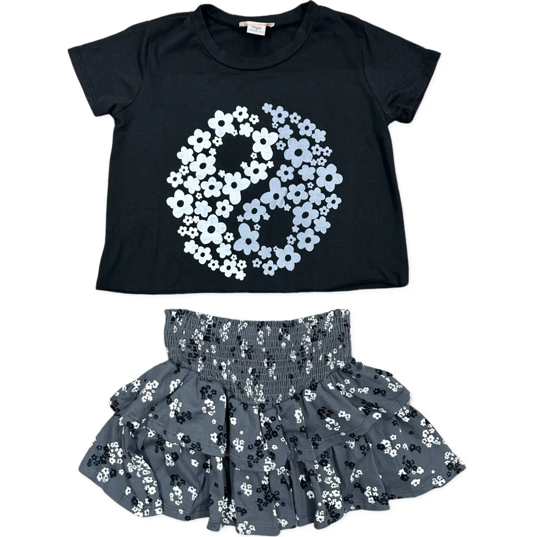 Tweenstyle Floral Yin Yang Black S/S Tee