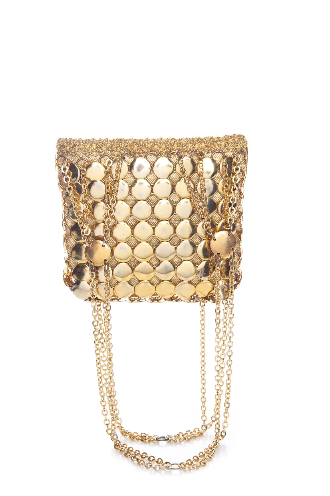 Ungaro Vintage Gold Metal Mesh Disk Detail Handbag