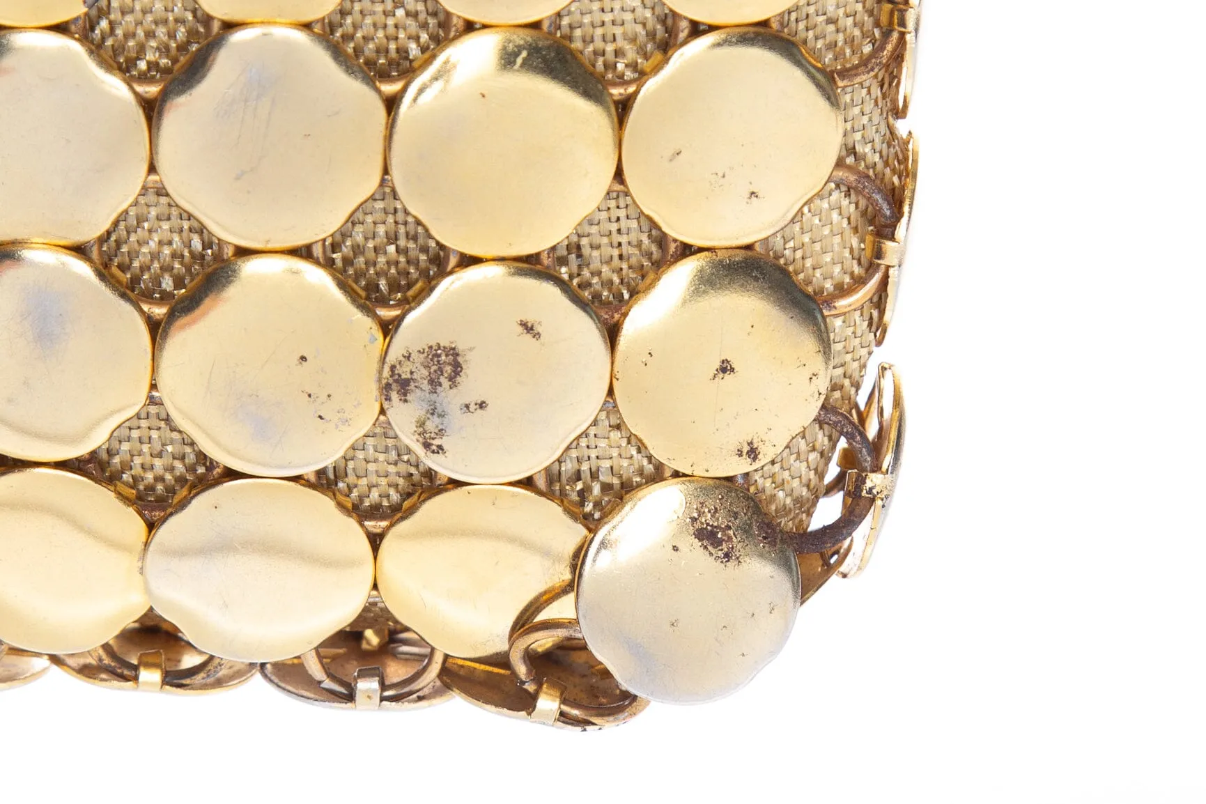 Ungaro Vintage Gold Metal Mesh Disk Detail Handbag