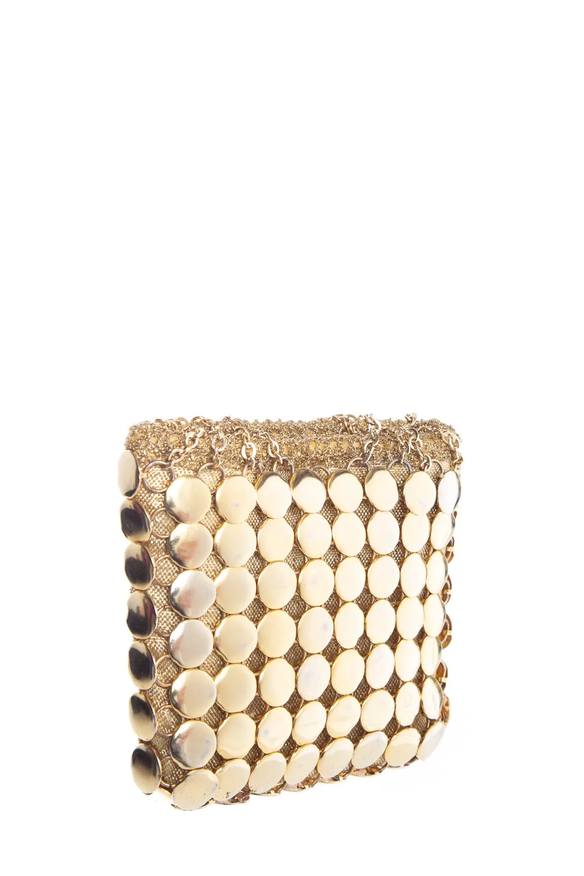 Ungaro Vintage Gold Metal Mesh Disk Detail Handbag