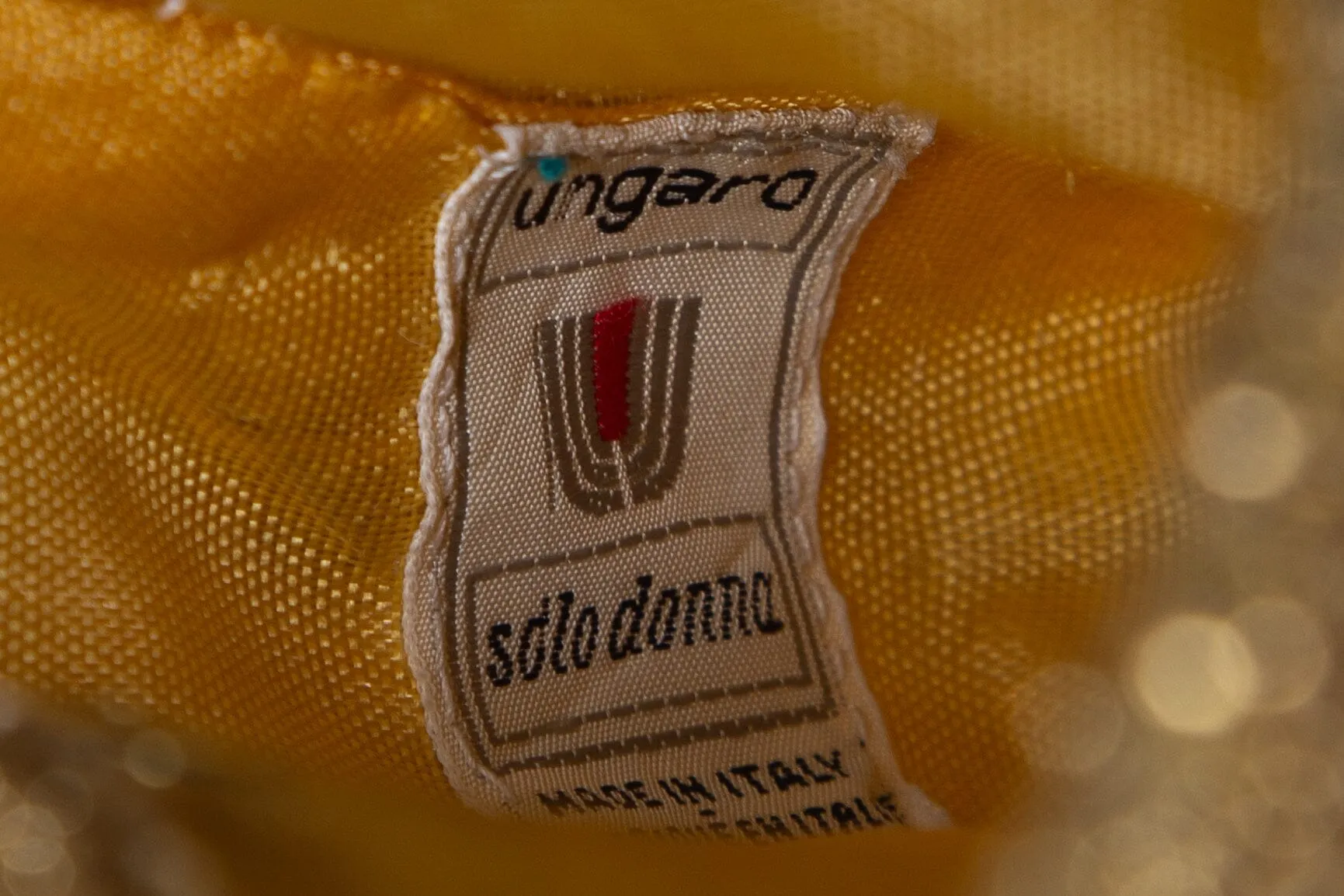 Ungaro Vintage Gold Metal Mesh Disk Detail Handbag