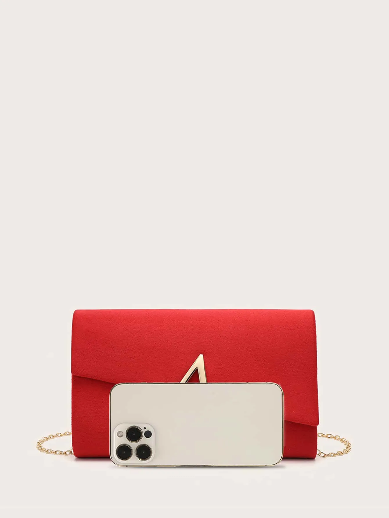 V-shaped Velvet Flap Square Handbag - Red- FD ⚡